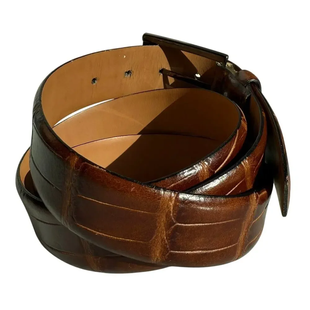 Made in Italy Genuine Leather Brown Belt Men’s Size 42